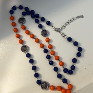 Florida gator long bead necklace with matching earrings & bracket